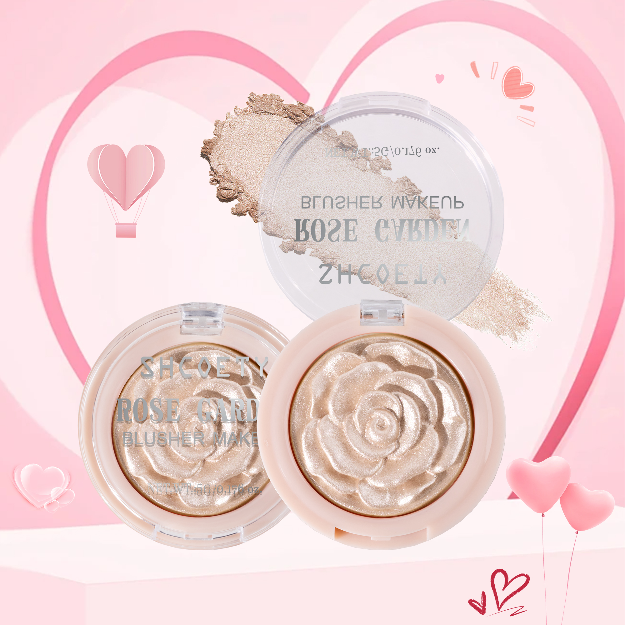 Rose Patterned Blush Buildable, Natural Glow for Cheeks