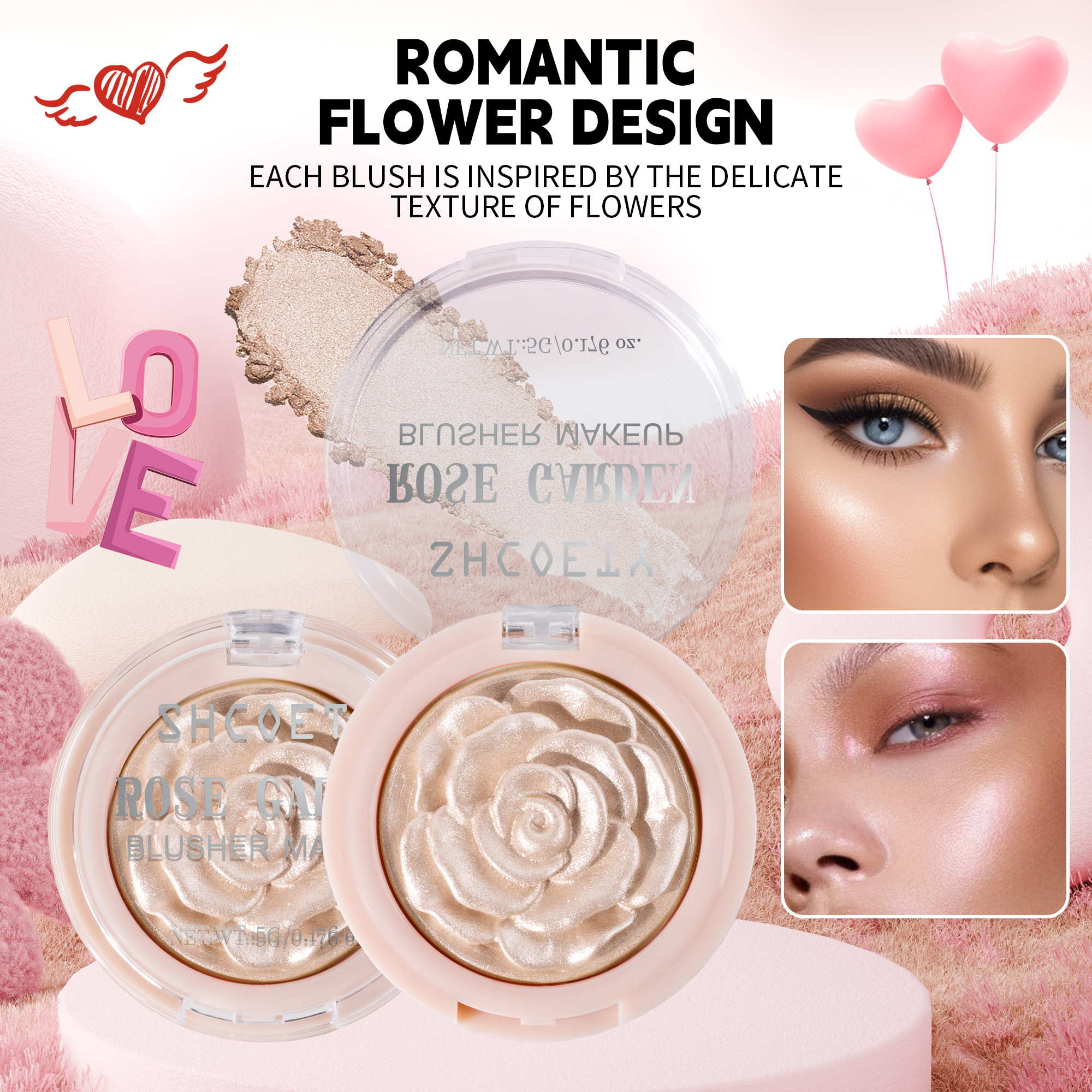 Rose Patterned Blush Buildable, Natural Glow for Cheeks - Image 6