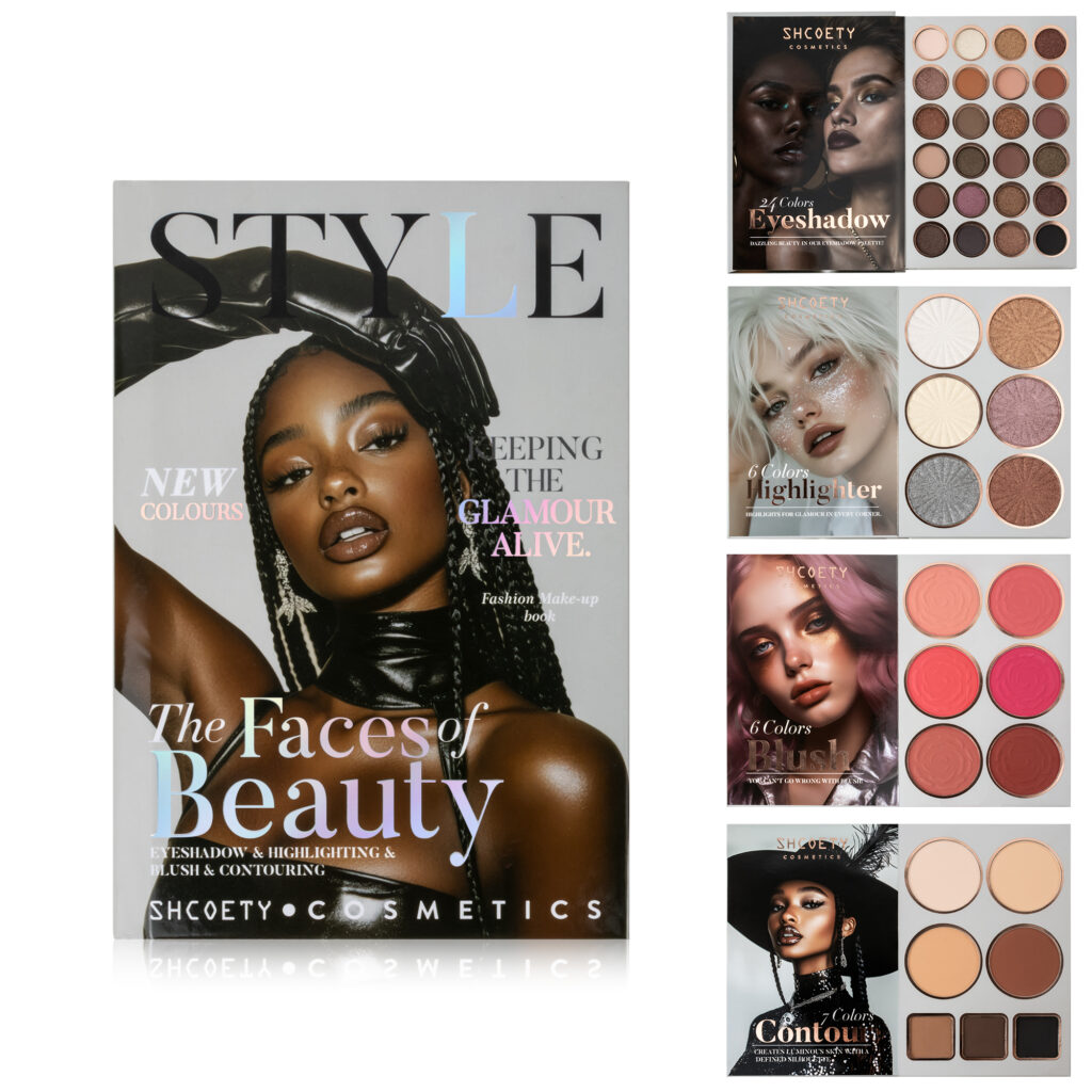 4 Layer Makeup Book Palette -All-in-1 Travel Makeup Kitwith Eyeshadow, Blush, Highlighter & Lips | Holiday Stocking Stuffer